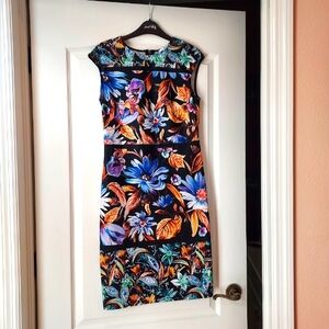 Joseph Ribkoff Size 8 Floral Black Dress